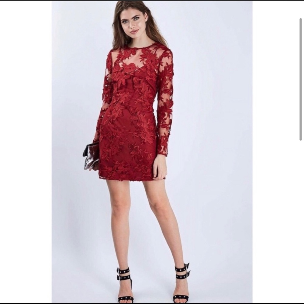 Long sleeve lace applique dress